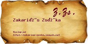 Zakariás Zsóka névjegykártya